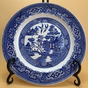 Vintage Homer Laughlin Blue Willow Cobalt Transferware Dinner Plate 9"